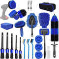 25pcs Cleaning Brush Car Detailing Kit, Car Detailing Brush Set, Car Cleaning Kit, Auto Detailing Tools for Interior Exterior Wheels, Professional Car Wash Additions with Windshield Cleaning Tool And Storage Box