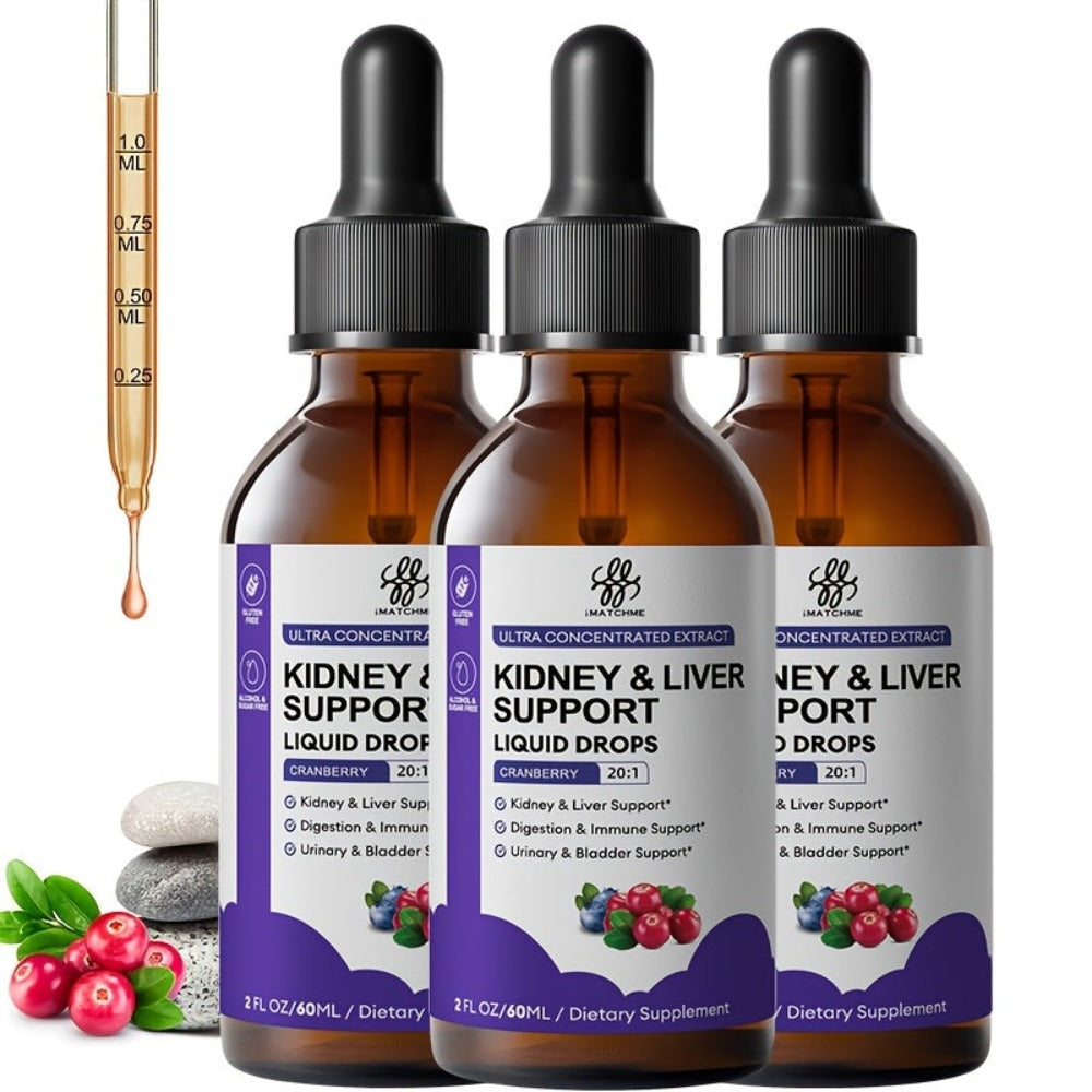 Kidney and Liver Support Drops 27-in-1 Complex - Alcohol-Free Natural Herbal Formula for Liver Health, Kidney Cleanse & Balanced Wellness - 1, 2 or 3 Bottles