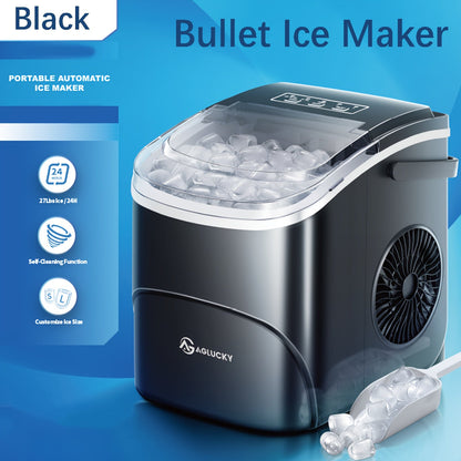 Bullet Ice Maker – 26 Lbs Daily Countertop Ice Machine, Self-Cleaning, Includes Ice Scoop & Basket, Available in Green, White, Black & Grey, Perfect Holiday Gift for Home & Kitchen