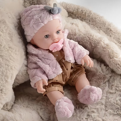 Reborn Baby Doll 12 Inch Lifelike Soft Newborn with Hat Socks & Pacifier Set – Realistic Pink Plush Silicone-Feel Doll Gift for Girls Kids Toddlers Birthday Christmas Valentine's Day Ages 3+