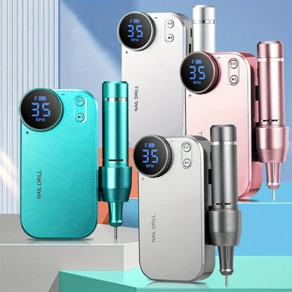 Electric Nail Polisher & Buffer Rechargeable High Power — Professional Manicure Pedicure Machine for Nail Buffing Polishing Dead Skin Callus Removal, Cordless Nail Shine Tool for Home & Salon, 5 Colors