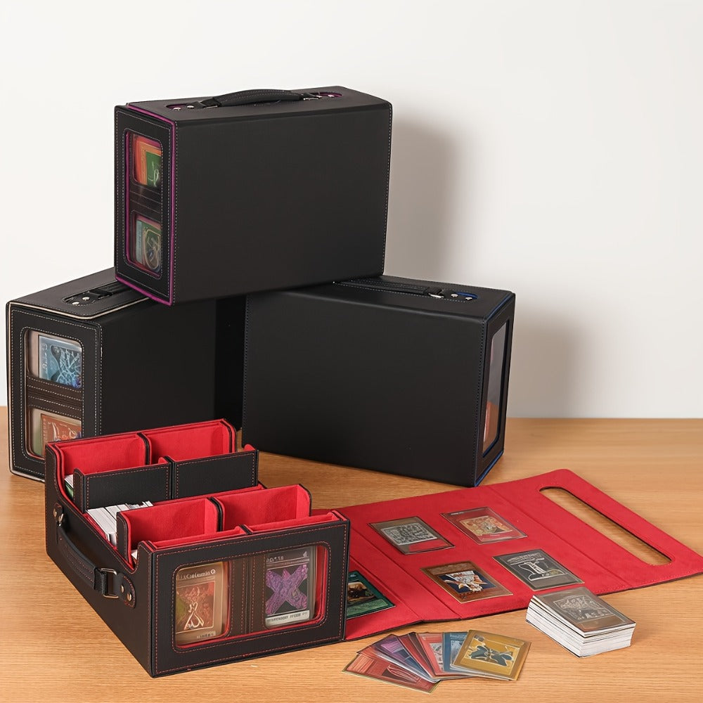 5-in-1 Card Storage Box 400+ Cards – Detachable Sports Card Organizer Display Case for Pokemon MTG Baseball Football TCG Trading Cards, Collector Gift, 4 Colors