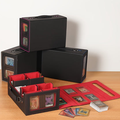 5-in-1 Card Storage Box 400+ Cards – Detachable Sports Card Organizer Display Case for Pokemon MTG Baseball Football TCG Trading Cards, Collector Gift, 4 Colors