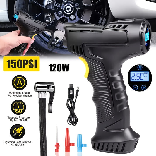 [Portable Air Compressor] 5200mah Wireless Rechargeable Air Compressor, Portable And Automatic Tire Inflator For Your Car, Bicycle And All Kinds Of Balls, Tire Inflator, Car Tire Air Pump, Tire Pressure Gauge, Portable Air Compressor, Air Pump, Tire Pump,