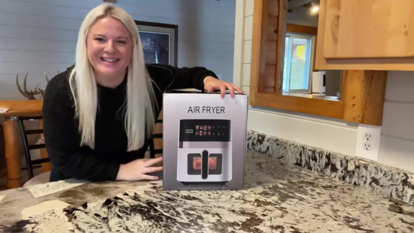 6 Quart Air Fryer with 8 Preset Functions – 6-in-1 Large Capacity Air Fryer Oven with Smart Cook Program, Stainless Steel Rack, Viewing Window & Interior Light