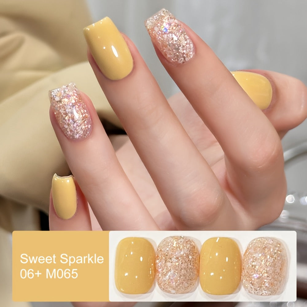 Glitter Gel Nail Polish 2-Color Set Candy Shimmer Soak Off UV LED – Photo Frame Bottle Nail Art Kit 0.51oz Each, Long Lasting Chip Resistant Sparkle for Salon & DIY Home Manicure