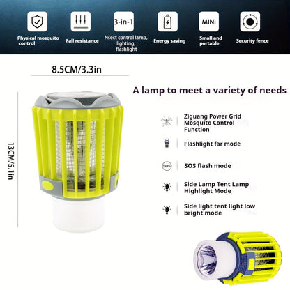 Mosquito Repellent 3-in-1 USB Rechargeable Portable LED Lantern, Indoor Outdoor Bug Repeller Camp Light with SOS Emergency Mode for Home Backyard Patio Camping Hiking Travel