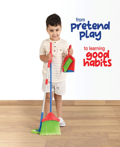 Kids Cleaning Set 4 Piece Toy Broom Mop Brush Dustpan – Pretend Play Housekeeping Kit for Toddlers Boys Girls | Develops Fine Motor Skills & Responsibility | Best Birthday Christmas Gift Ages 3+