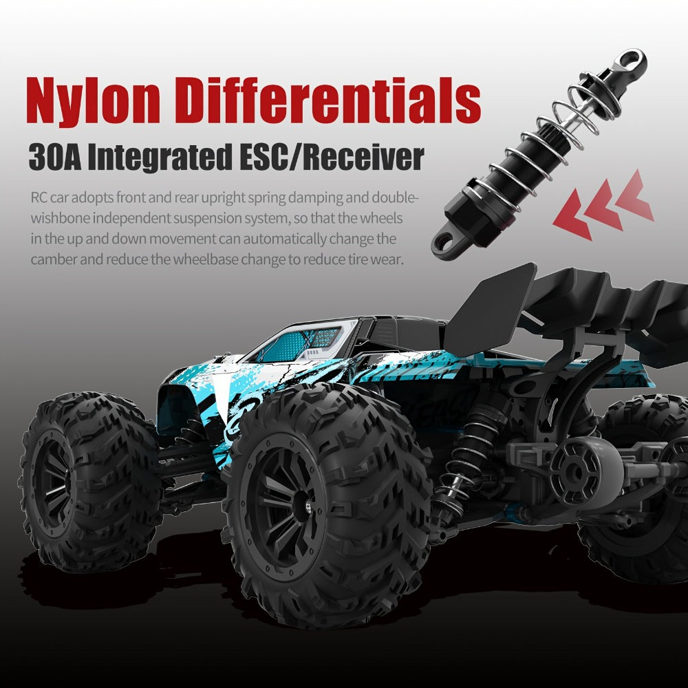 High Speed RC Car 1:16 Scale 4WD 70KM/H Off-Road Drift Racing Vehicle with RC390 Motor, 2.4GHz Remote Control, LED Lights, Head-Up Wheelie, 2 Batteries – All-Terrain Kids & Adult Gift