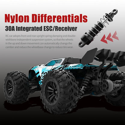 High Speed RC Car 1:16 Scale 4WD 70KM/H Off-Road Drift Racing Vehicle with RC390 Motor, 2.4GHz Remote Control, LED Lights, Head-Up Wheelie, 2 Batteries – All-Terrain Kids & Adult Gift