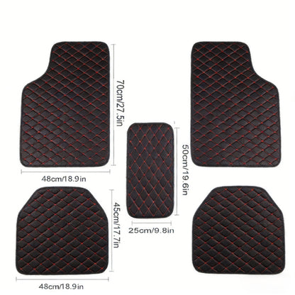 Luxury PU Leather Car Floor Mats 4-Piece & 5-Piece Set – Universal Non-Slip Wear-Resistant Full Coverage Front & Rear Row Auto Floor Mat for Most Vehicle Models (Red / Beige / Brown)