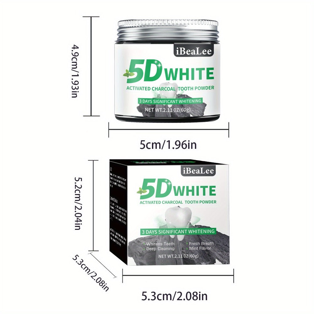 Activated Charcoal Teeth Whitening Powder 60g Natural Stain Remover for Coffee Tea Tobacco Deep Cleaning Dental Polish Breath Freshener Oral Care for Men Women Daily Whitening Treatment
