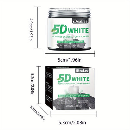 Activated Charcoal Teeth Whitening Powder 60g Natural Stain Remover for Coffee Tea Tobacco Deep Cleaning Dental Polish Breath Freshener Oral Care for Men Women Daily Whitening Treatment