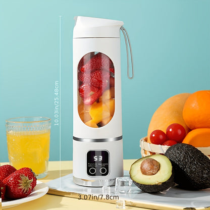 Portable USB Rechargeable Blender with LED Display – 15oz Personal Smoothie Blender for Shakes, Milkshakes & Fresh Juice, Compact Mini Blender for Home Gym Office & Travel, BPA-Free Cup