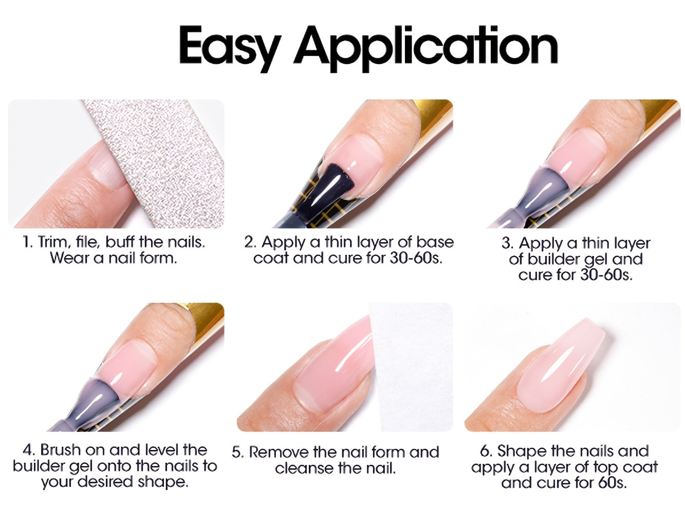 Hard Gel Nail Extension Builder Gel 7-in-1 Self-Leveling – 28+ Day Wear, LED UV Cured, 15ml, Clear Pink Nude Baby Pink Milky White, Acrylic Alternative for DIY Salon Manicure Women Nail Technicians