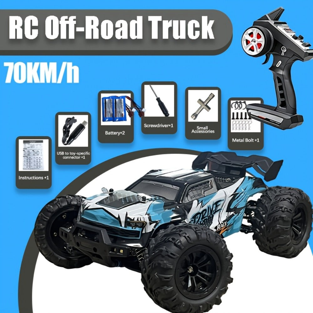 High Speed RC Off-Road Car 70KM/H Brushless Motor 1:14 1:16 Scale – 4WD All-Terrain Remote Control Monster Truck Dual Battery Option for Boys Kids Adults, Best Birthday Christmas Gift