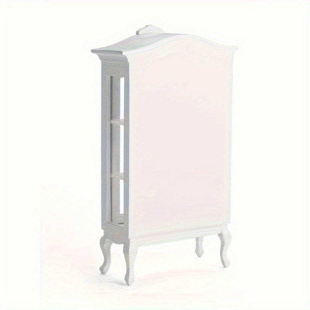 Miniature Display Cabinet with Mirror & 3 Glass Shelves White Wooden Mini Showcase – Dollhouse Decoration Photography Prop Wedding Scene Decor, Collectible Gift for Miniature Enthusiasts & Collectors