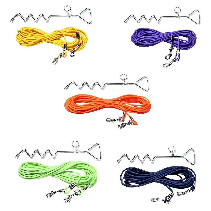 Dog Tie-Out Cable and Metal Stake 30ft – Heavy Duty Outdoor Dog Leash for Small Medium and Large Dogs Yard Camping