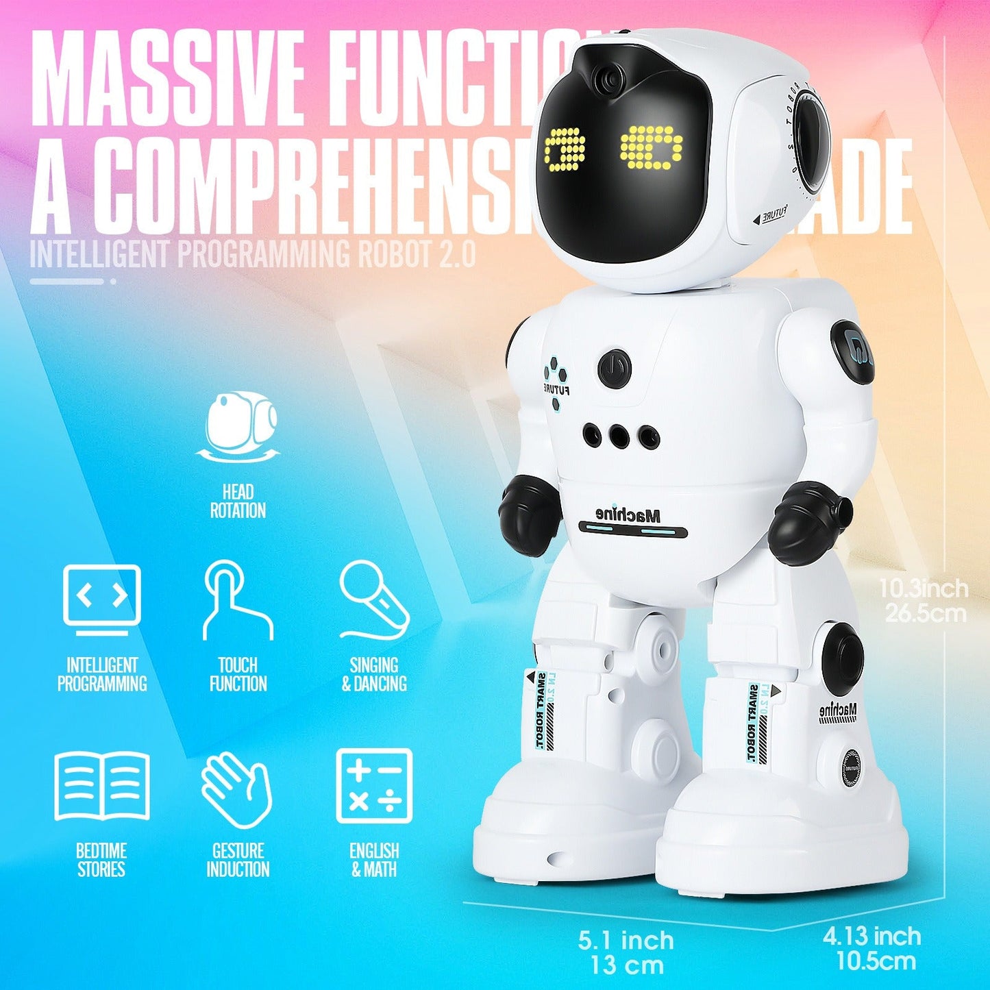 Gesture Control RC Robot Toy for Kids – Voice Recording, Programming, EMO LED Infrared Intelligent Interactive Robot, STEM Gift for Boys Girls Ages 6 7 8 9 10, Birthday Christmas (Green/Blue/Yellow)
