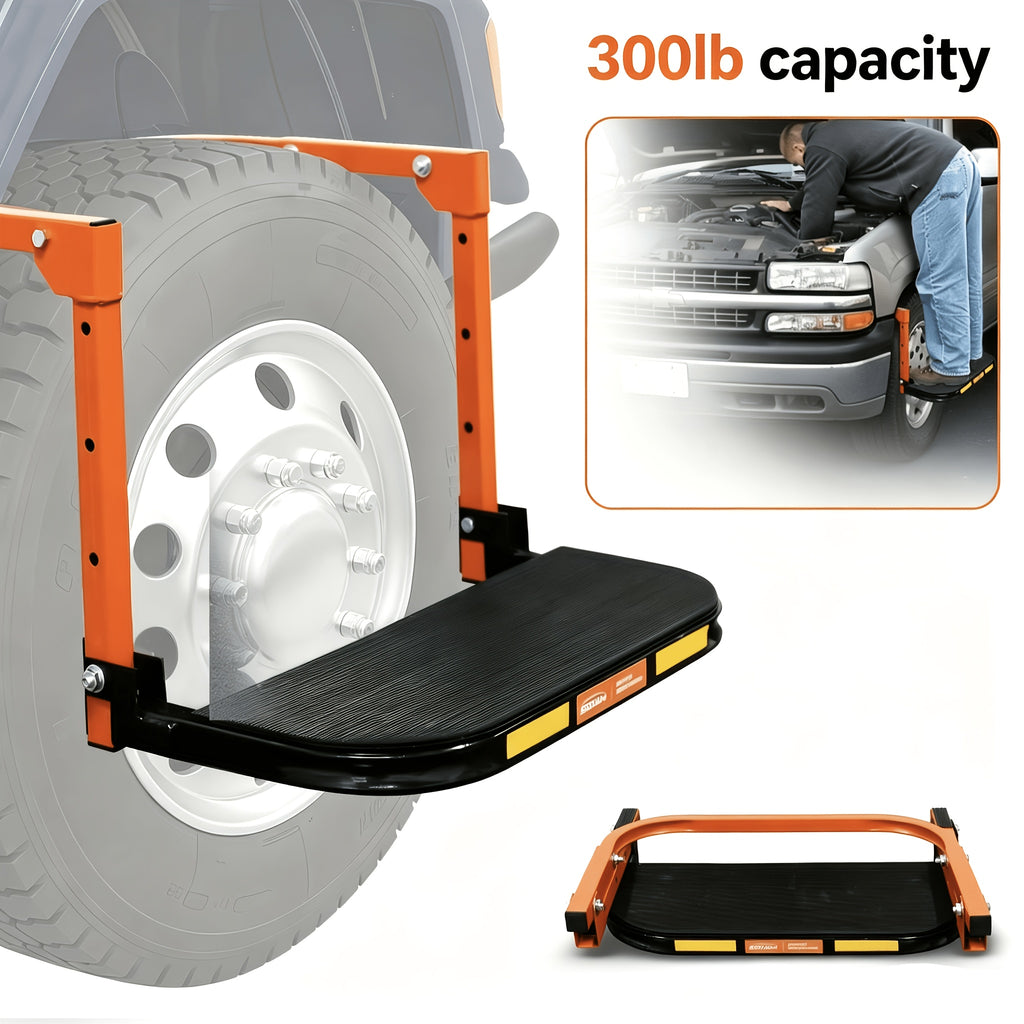 Heavy Duty Foldable Tire Step with Anti-Slip Texture, Adjustable Height, 300/650 LBS Load Capacity, Fits Tires Up to 13.5" And 15" Wide, Portable Roof Rack Climbing Step, Universal Car Additions for Truck SUV Trailer