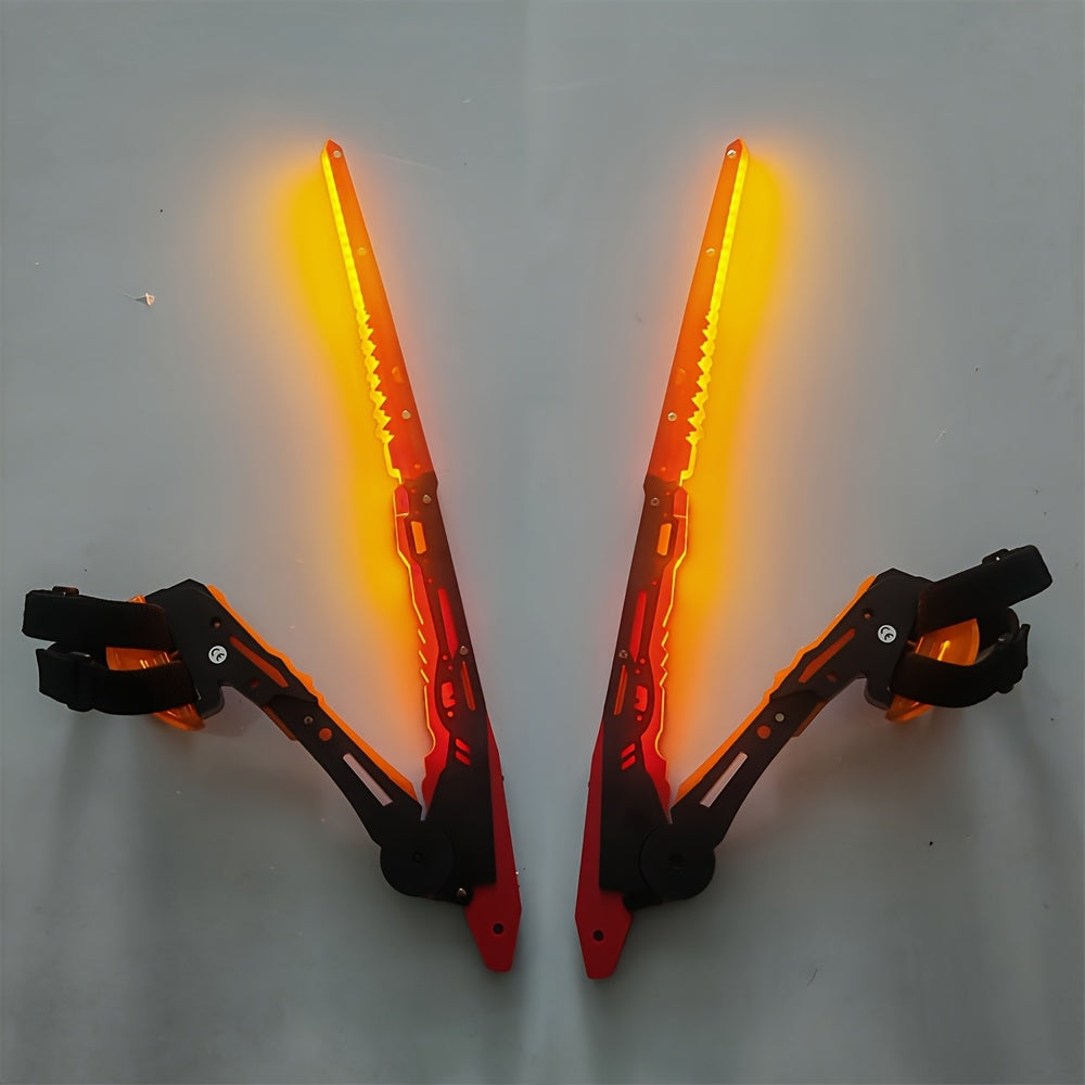 LED Mantis Knife Cyberpunk Light Up Acrylic Prop – Luminous Blade for Halloween Costume Cosplay Sci-Fi Role Play Party, Rechargeable Red & Blue Single or 2pcs Set for Men & Women