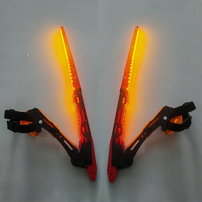 LED Mantis Knife Cyberpunk Light Up Acrylic Prop – Luminous Blade for Halloween Costume Cosplay Sci-Fi Role Play Party, Rechargeable Red & Blue Single or 2pcs Set for Men & Women