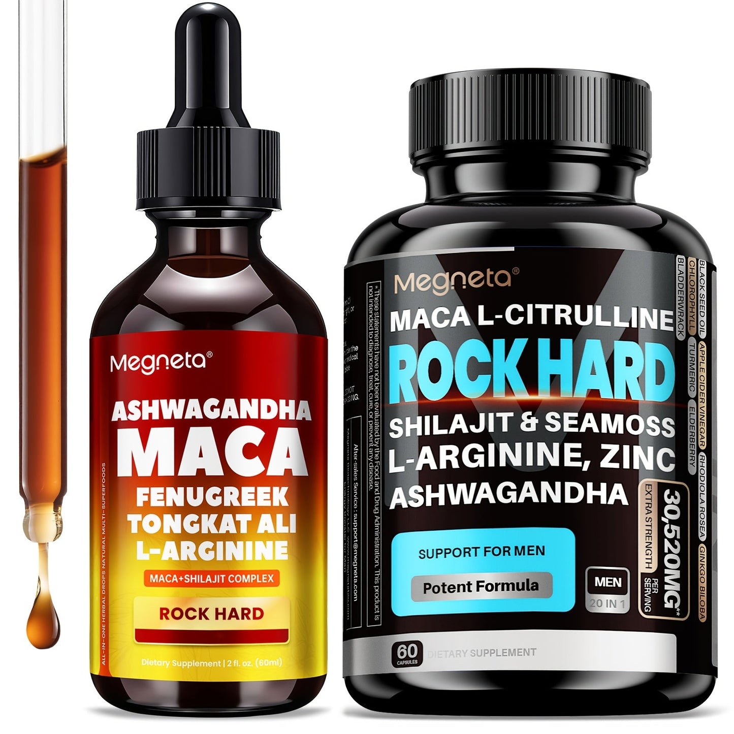 Maca Root & L-Arginine Men's Performance Supplement with Shilajit - Double-Acting Formula for Stamina, Nitric Oxide, Strength & Male Vitality - 3rd Party Tested 60-Day Supply 2 Bottles