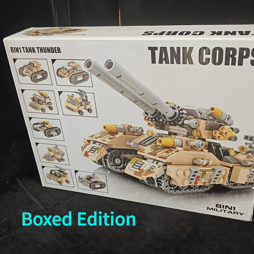 Snow Tank Building Block Set 8-in-1 1628pcs – 9 Variable Military Armored Vehicle Models, Premium ABS DIY Construction Kit for Adults & Teens Ages 14+, Birthday Christmas Halloween Gift