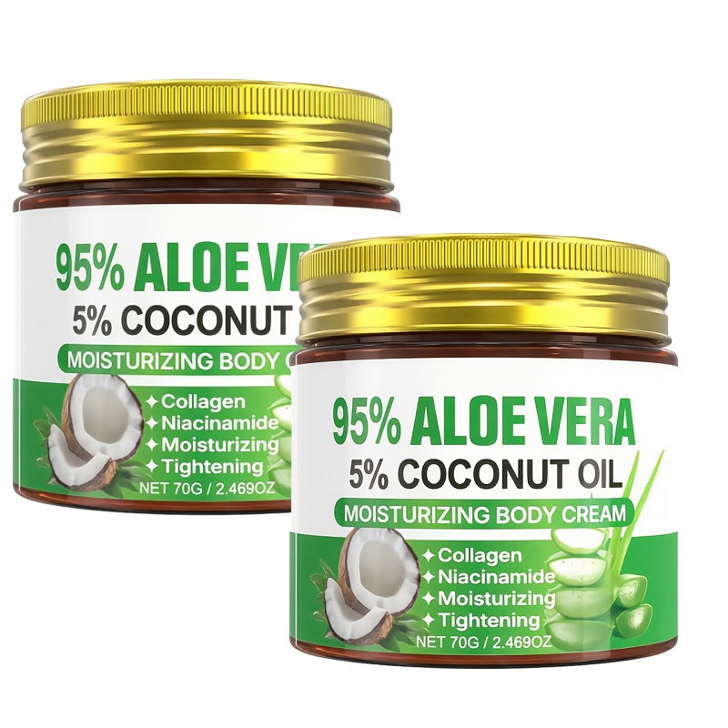 Aloe Vera Collagen Face Cream 2 Pack Hyaluronic Acid Coconut Oil Deep Hydrating Firming Anti-Aging Moisturizer for Dry Skin Tightening Soothing Daily Skincare for Women All Skin Types