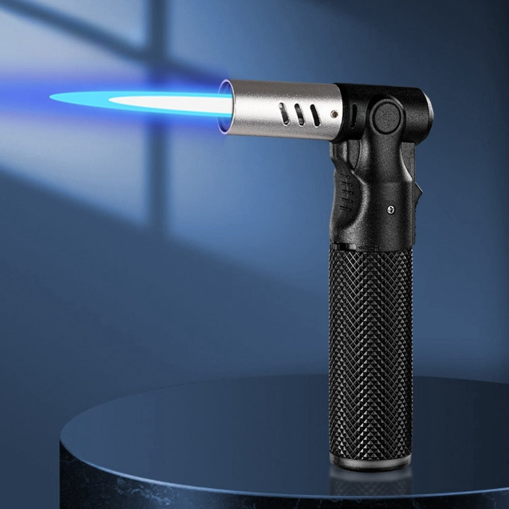 Windproof Torch Lighter – Refillable Jet Flame Butane Lighter with 360° Inverted Ignition, 1800°C High Temp Blowtorch, Flame Size Adjustment, Portable for Camping, BBQ, Welding, Soldering (Butane Not Included)