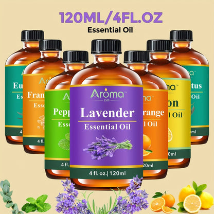 Pure Essential Oils 4oz Lavender Tea Tree Eucalyptus Peppermint Lemon Frankincense Sweet Orange for Diffuser Humidifier Soap Candle Making Body Oil Aromatherapy