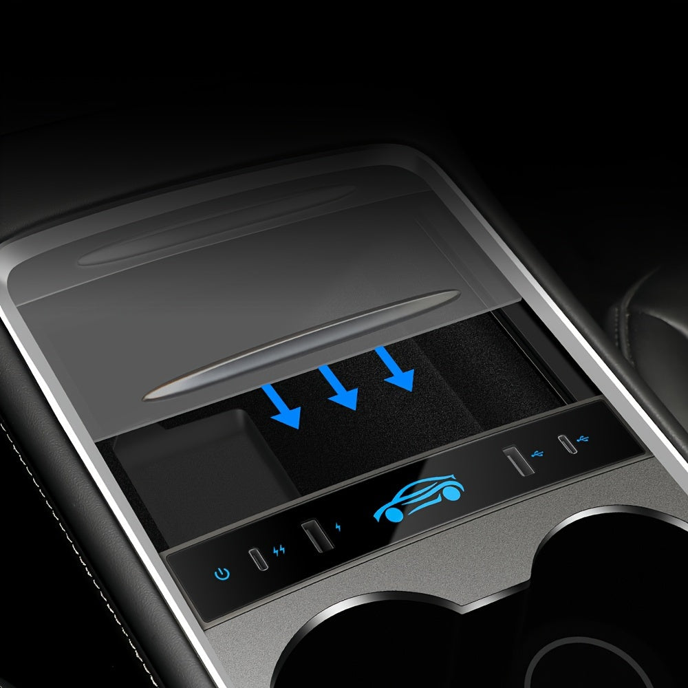 USB Hub Chargers Are Offered for The for Tesla Model Y from 2021 to 2024 And The Model 3 from 2021 to 2023. These 27W Fast Charging USB Hubs Feature Four Ports And Are Compatible with The for Tesla Model Y Accessory for 2024. (They Are Not Compatibl