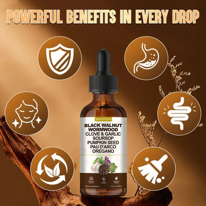 Black Walnut Wormwood Tincture with Oregano, Garlic & Berberine — Herbal Gut Cleanse Drops | Digestive Health, Gut Balance & Internal Cleanse Support | Natural Liquid Formula | 2 fl oz