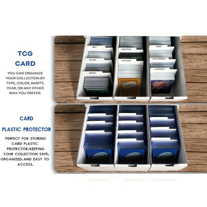 Trading Card Storage Box 12 Drawer with 80 Dividers – Card Organizer for Sports Cards Baseball TCG MTG Pokemon YuGiOh Playing Cards, Plastic Protector Case White Black