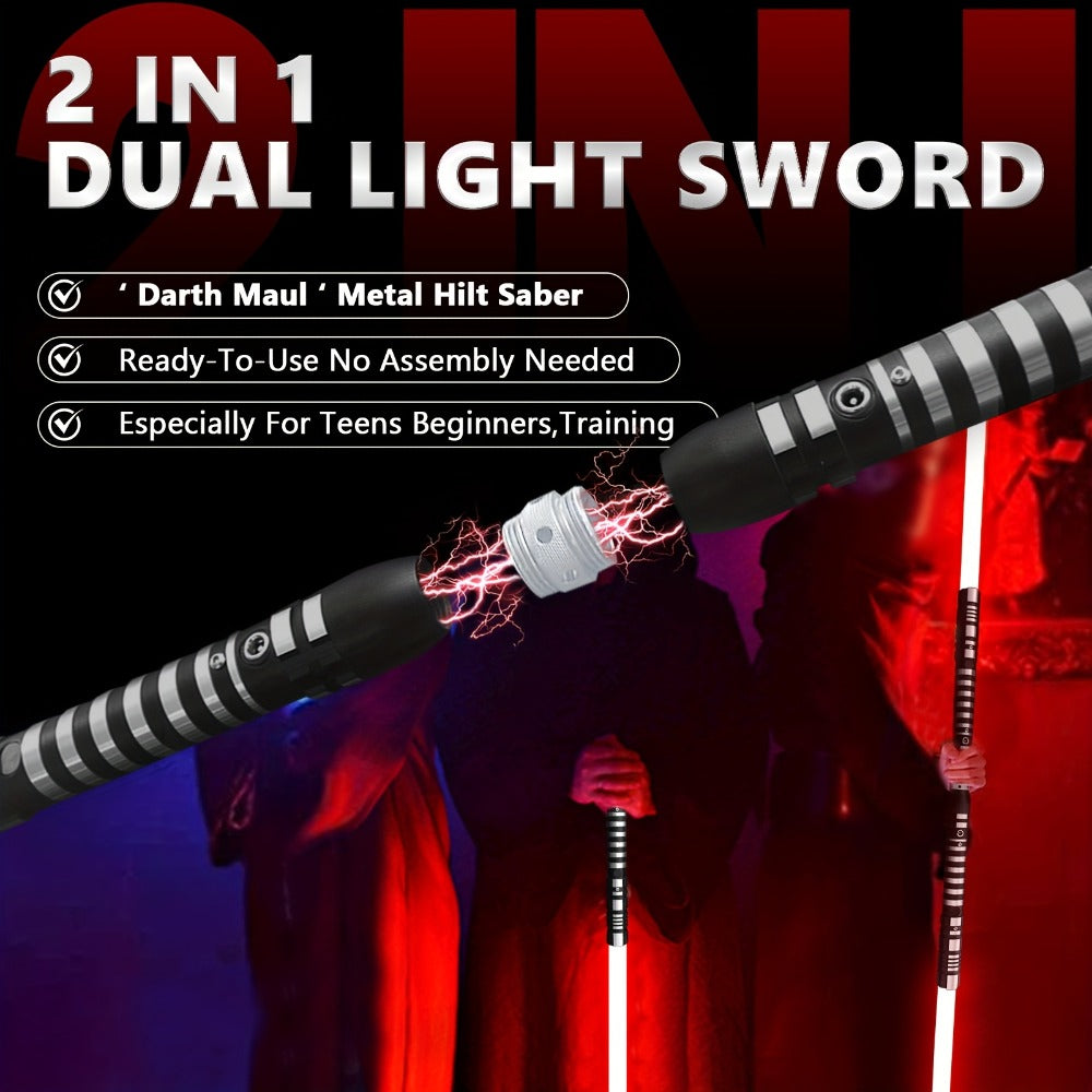 Light Up Dueling Saber 78" with 16 Color Lights & 3 Movie Sounds – 2-in-1 Dark Phantom Sword Single or Double Player – Halloween Cosplay Birthday Christmas Party Gift