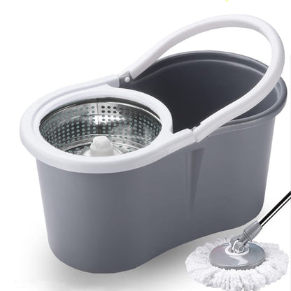 360 Spin Mop and Bucket Set with Wringer - Stainless Steel Extended Handle Spinning Mop Bucket System with Microfiber Mop Refills for Hardwood, Tile & Laminate Floor Cleaning, Black Blue Pink Red