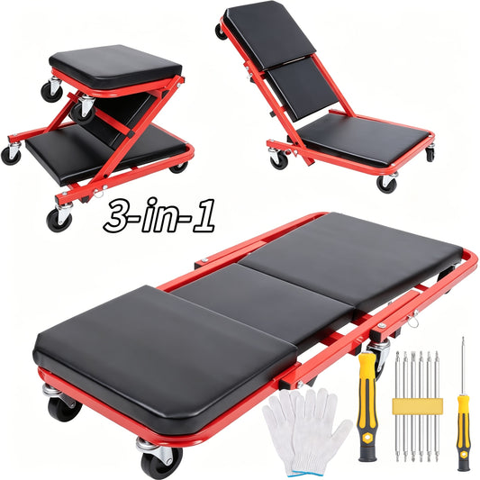 New Gifts for My Husband: 36-inch (approximately 35.98-inch) Outdoor Z-Crawl Seats, Adjustable Load-Board Folding Car Crawl Kit, 6-wheel 2.5-inch (approximately 2.52-inch).Valentine's Day Gifts for Men, Boyfriends, Husbands, And Partners.