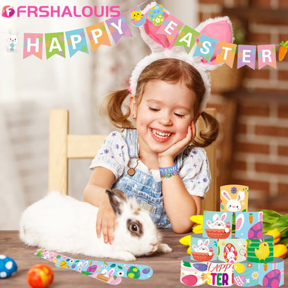 Easter Slap Bracelets for Kids 72 Pcs Bulk – Easter Basket Fillers Egg Hunt Prizes Classroom Rewards & Party Favors for Boys & Girls – PVC Snap Bracelets for Easter Spring Celebrations & School Events