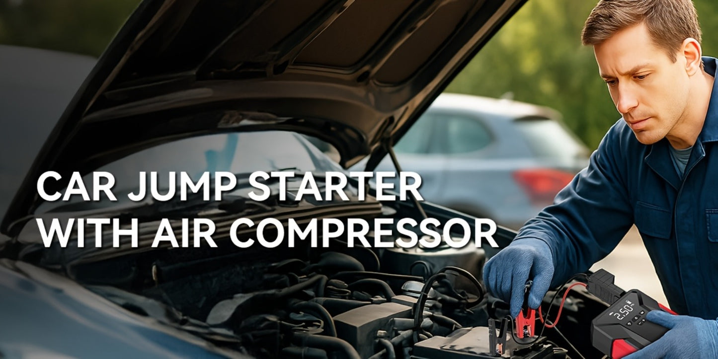 7000A Jump Starter with Air Compressor & Tire Inflator, 8-in-1 Portable Car Battery Booster for 9L Gas 8.5L Diesel, 150PSI Auto-Stop, Power Bank, LED Emergency Light, 12V Cars Trucks SUVs Motorcycles