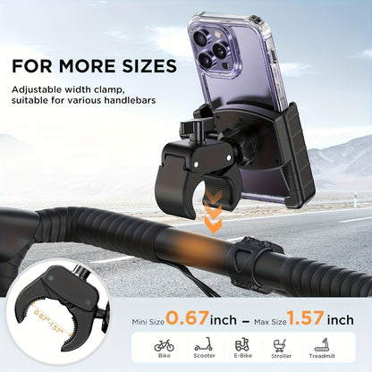 Motorcycle Phone Mount Handlebar Quick Lock – Universal Bike Phone Holder for 4"-7" Phones, No-Block Camera Design, Non-Slip Secure Clamp for iPhone, Samsung & All Smartphones, Black/Red