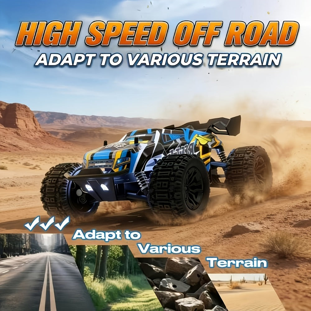 1:18 Scale RC Off-Road Car 35+ KM/H 4WD – 2.4GHz High Speed All-Terrain Remote Control Truck, Hobby Grade RC Racing Crawler for Kids & Adults, Birthday Gift, Blue or Red