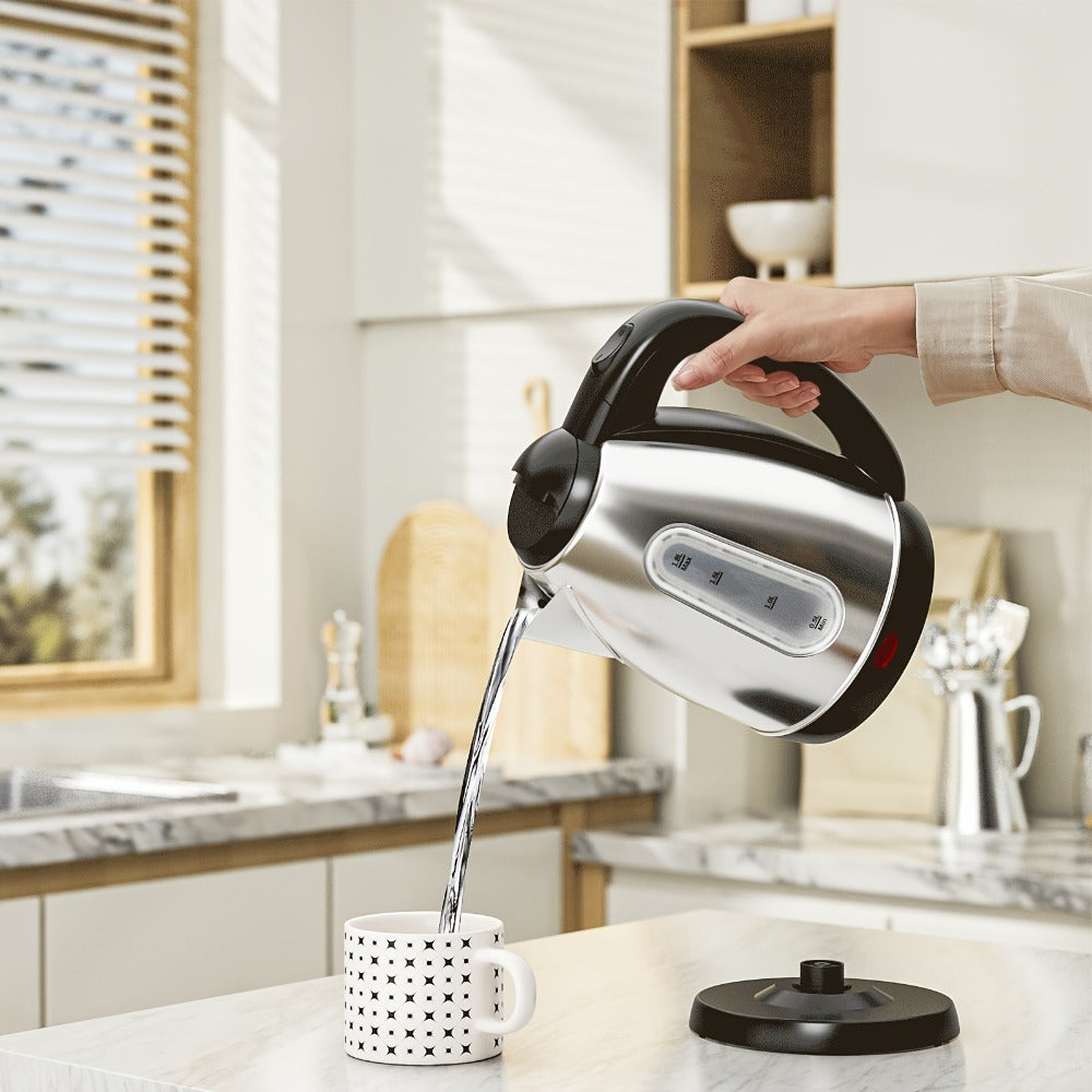 Electric Kettle 1200W Fast Boiling 1.8L Stainless Steel BPA-Free Auto Shut-Off Boil-Dry Protection 360 Swivel Base for Coffee Tea Kitchen Camping Office Home