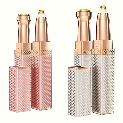 Facial Hair Trimmer for Women — 2-in-1 Electric Eyebrow Trimmer & Painless Lip Hair Remover | Precision Face Hair Removal Device for Eyebrows, Upper Lip, Chin & Body | Compact Portable Grooming Tool | 2-Pack (Gold & Pink)