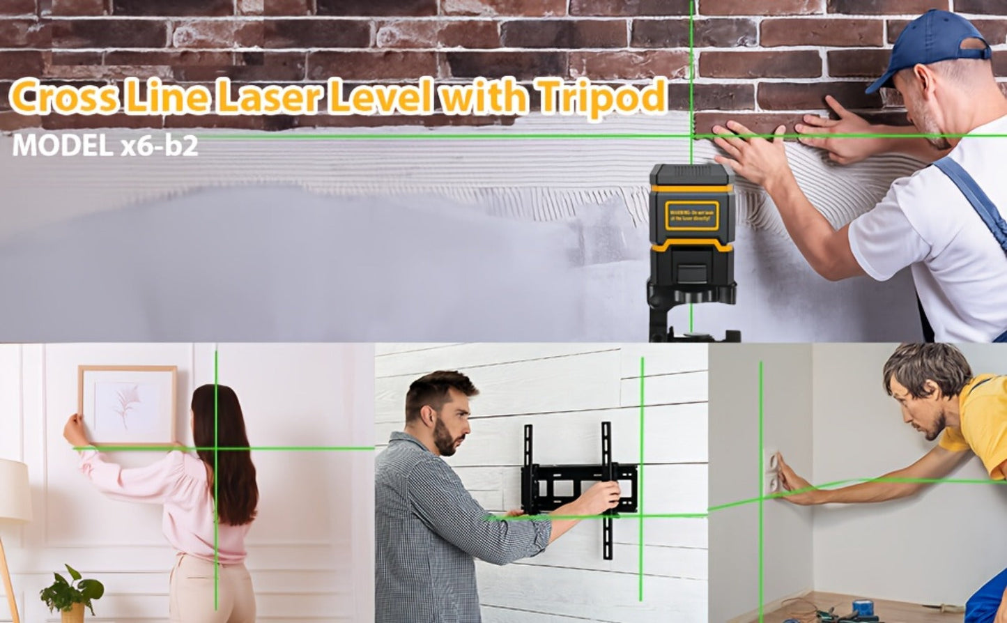 Green Laser Level Self-Leveling with Tripod – Horizontal & Vertical Cross Line Laser for Construction, Tiling, Home Renovation & Interior Decoration