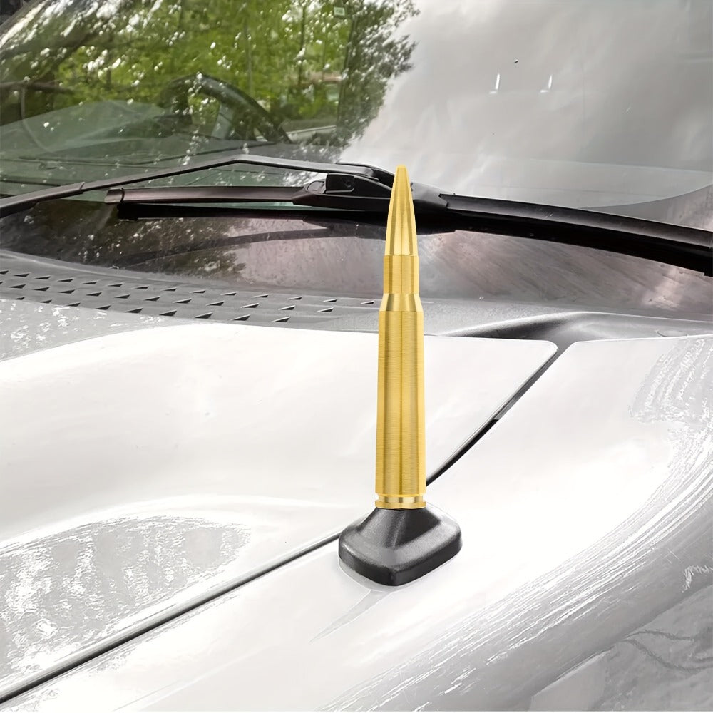 Short Car Antenna 5.3 Inch – Carbon Steel Universal Fit AM FM Signal Booster Stub Antenna Replacement for Cars Trucks SUVs, Black Nickel Gold