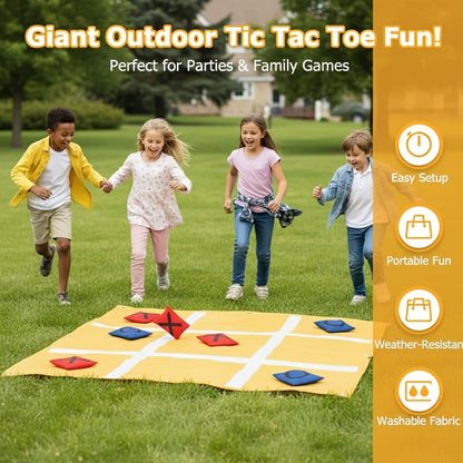 Giant Tic Tac Toe Bean Bag Toss Game Set Outdoor Lawn Game with 4.92ft Cloth 10 Bean Bags Ground Nails Storage Bag for Family Kids Adults Camping Backyard Party Christmas Thanksgiving Gift