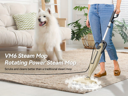 Steam Mop 10-in-1 Spinning Rotating Mop Pads with Steam Blaster Technology - 3 Steam Modes, LED Headlights, Lightweight Spin Mop for Hard Floor, Laminate & Marble, Washable Pads, VM6 Pro Series