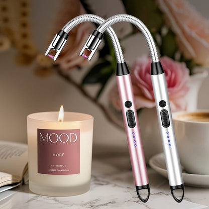 USB Rechargeable Electric Arc Lighter, 360° Rotating Flameless Plasma Igniter with Safety Switch for Candles, BBQ, Camping, Kitchen – 1pc or 2pcs Set