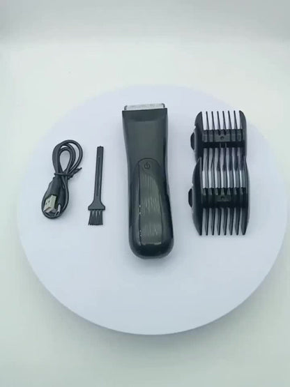Ceramic Blade Groin Trimmer for Men USB Rechargeable Electric Body Hair Shaver Dry Wet Use 2 Protective Covers 500mAh Lithium Battery Pubic Chest Back Grooming Gift Valentine Father's Day