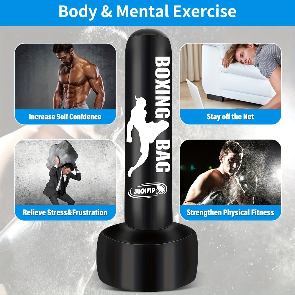 Freestanding Punching Bag 69" Heavy Bag with Stand – Inflatable Kickboxing Bag for MMA, Muay Thai & Fitness Training, No-Mount Standalone Base, Indoor & Outdoor Use, Ages 14+